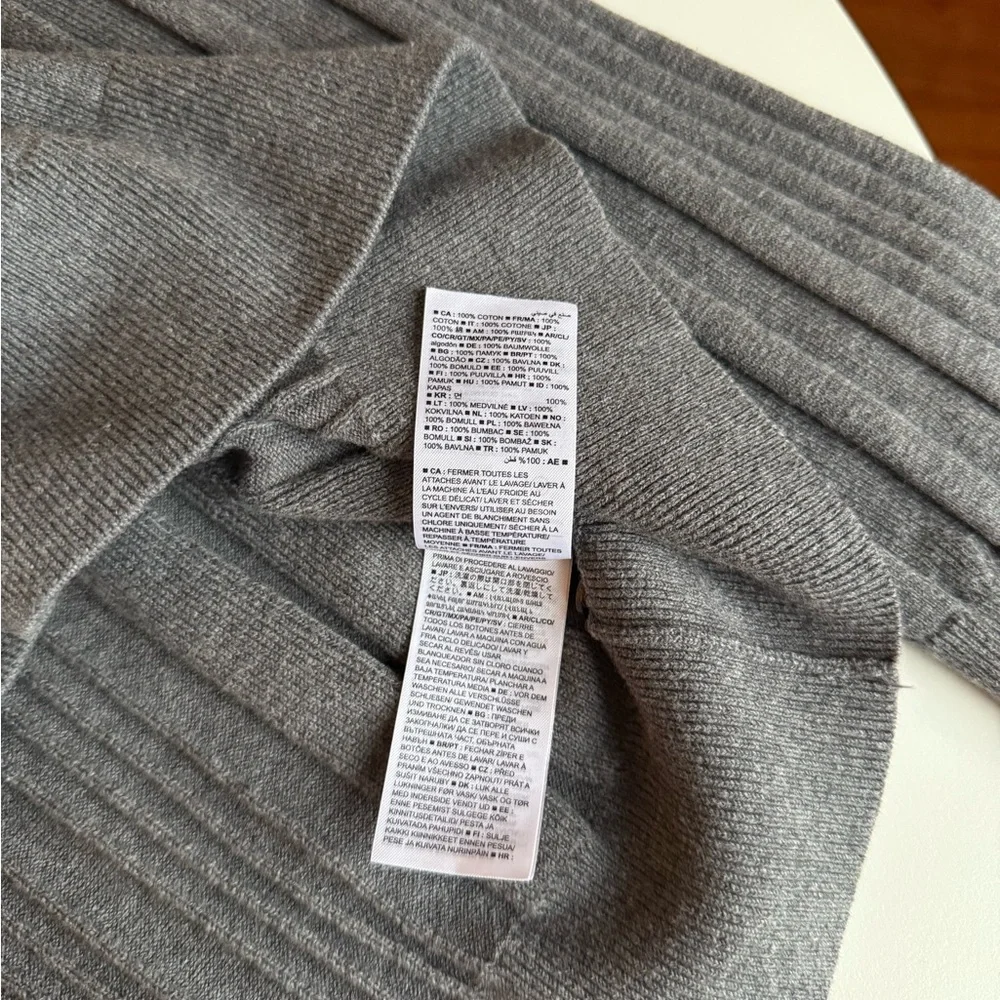 BR Banana Republic 100% Cotton XL Knit Polo Sweater Gray Ribbed Long Sleeve